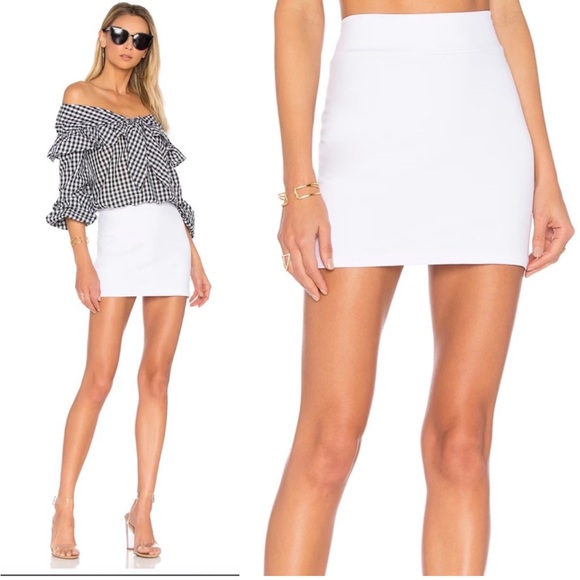 NWT Susana Monaco Slim Skirt in White Sugar Revolve Stretchy White Bodycon Mini - Picture 1 of 6